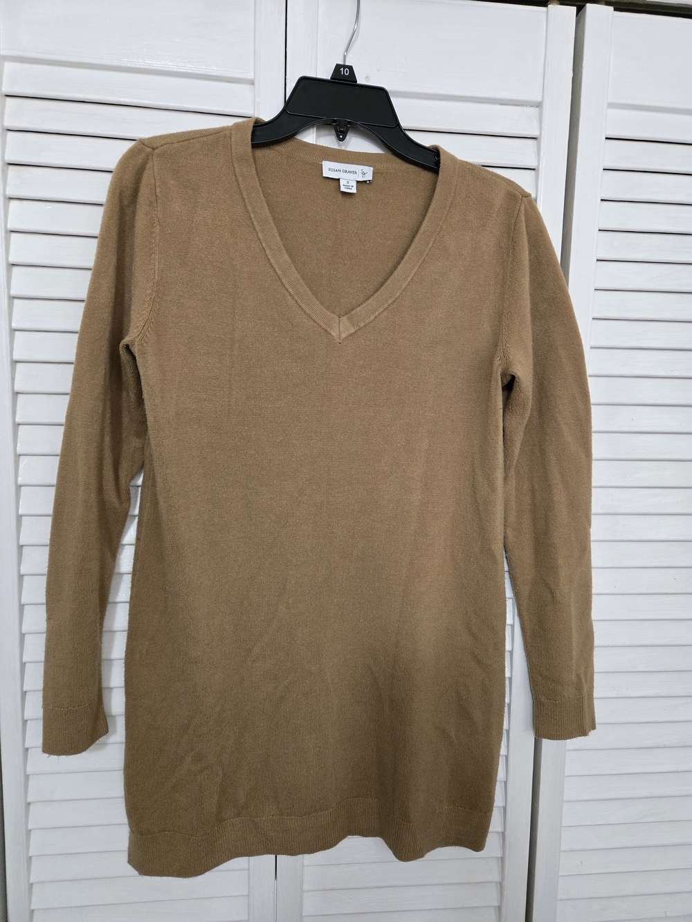 Susan Graver Camel V-Neck Sweater